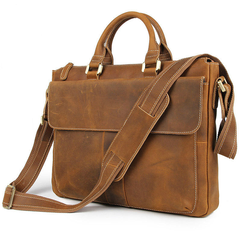Crazy Horse Leather Messenger Bag