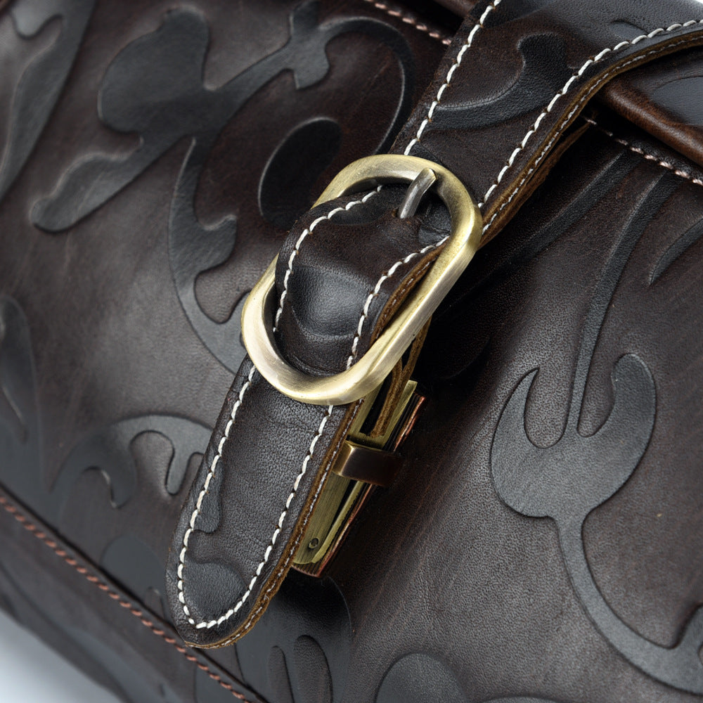 MONIQUE Genuine Leather Embossed Handbag