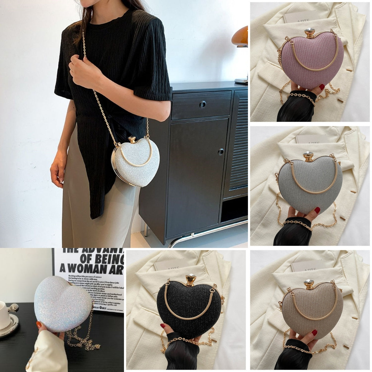 Lady Heart Shape Clutch Bag