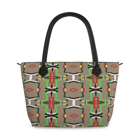 Leather Zip Top Handbag