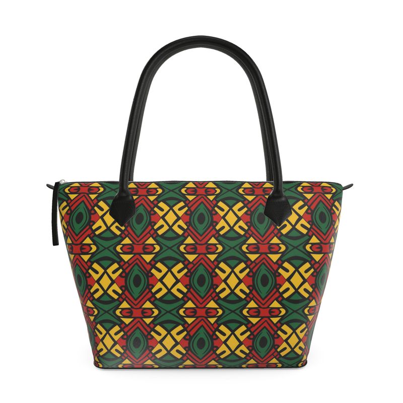 African Print Zip-Top Handbag