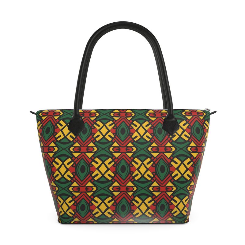 African Print Zip-Top Handbag