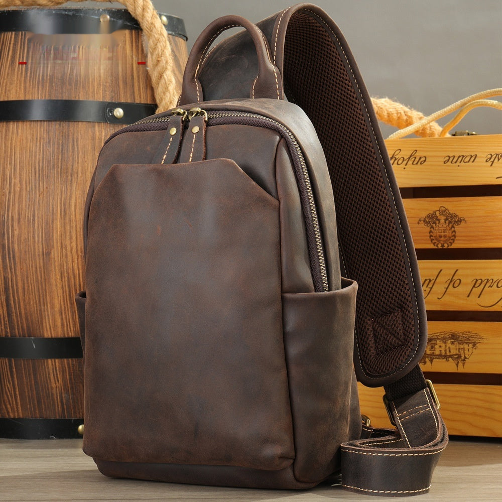 GIOVANNI GENUINE LEATHER Men's Casual Travel Crossbody Chest Bag