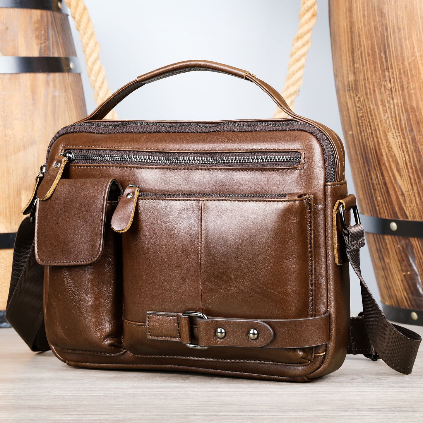 Genuine Leather Business Commuter Travel Bag