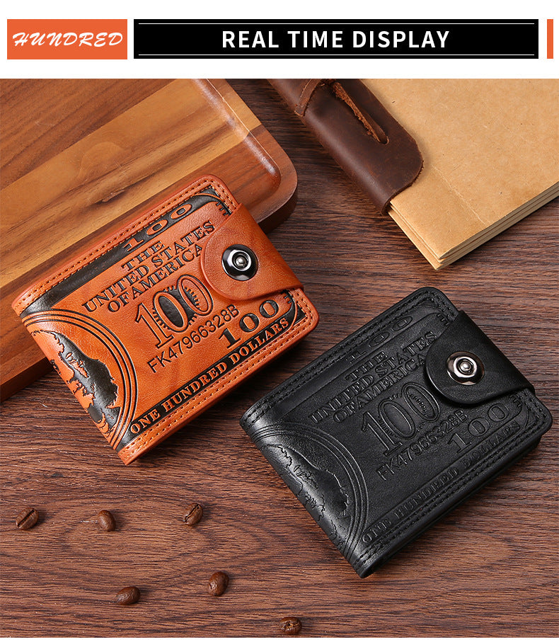 Benjamin BIG Dollar Wallet Men's Two-fold Buckle Multiple Card Slots Wallet