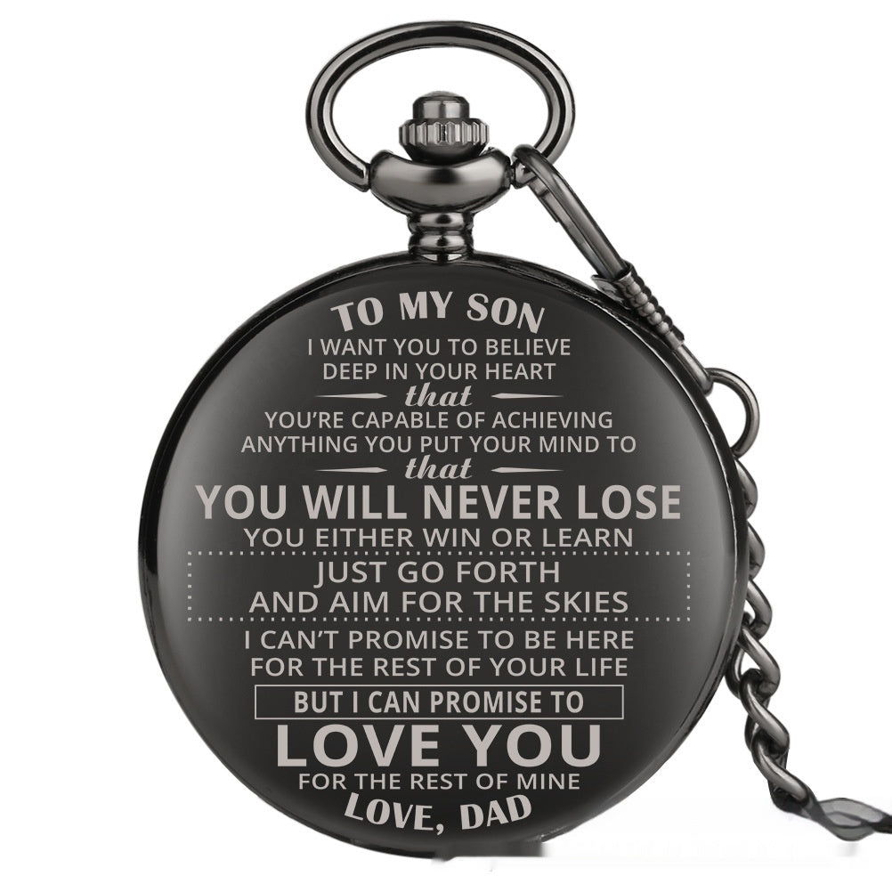 Vintage Commemorative Parent to Son Quartz Pocket Watch