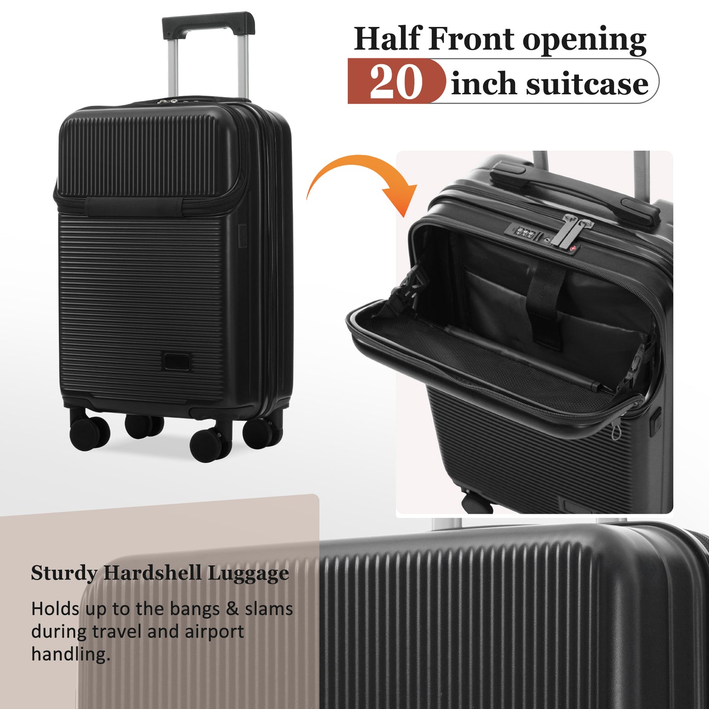 ESCAPE SERIES  5 Piece Hard Sided lightweight Luggage With USB Port, TSA Locks