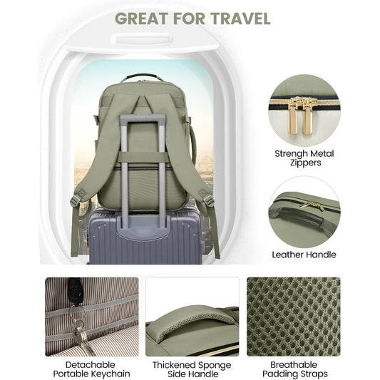 Travel Backpack, Airline Approved Carry-on Luggage with 3 Organizer Pouches, TSA Weekender Essentials