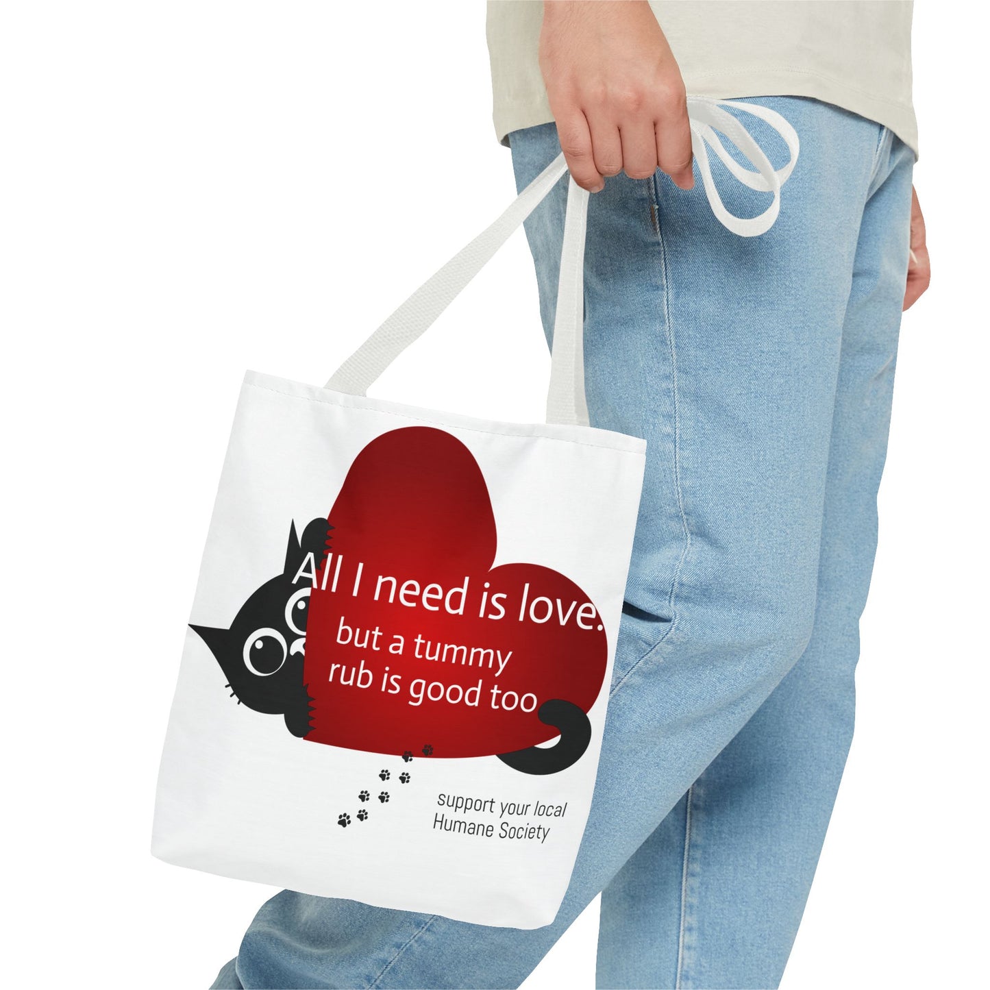 Cat Lover Tote Bag — Heart Design