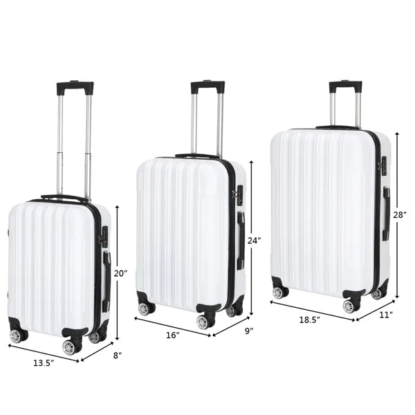 3-piece Hard Shell Suitcase Set - 20" 24" 28"