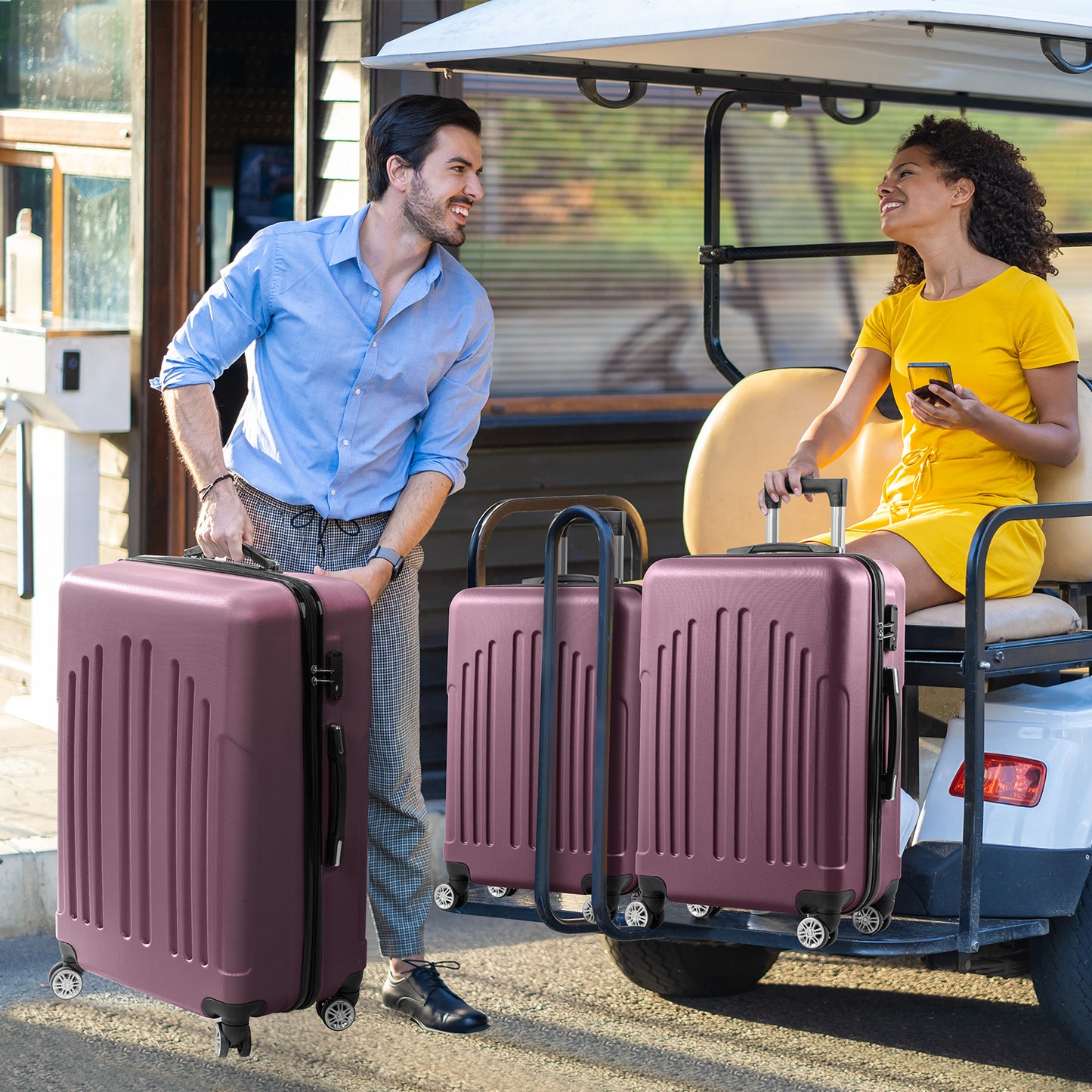 Vertical Striped Four In One Suitcase Set