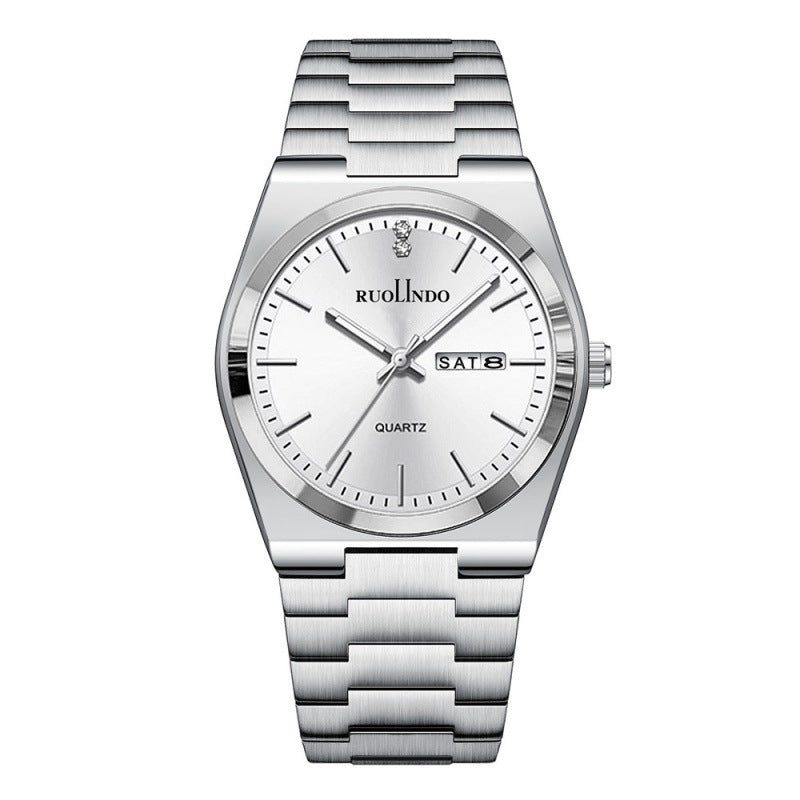 RUOLINDO Ultra-thin Butterfly-clasp Steel-band Quartz Men's Watch