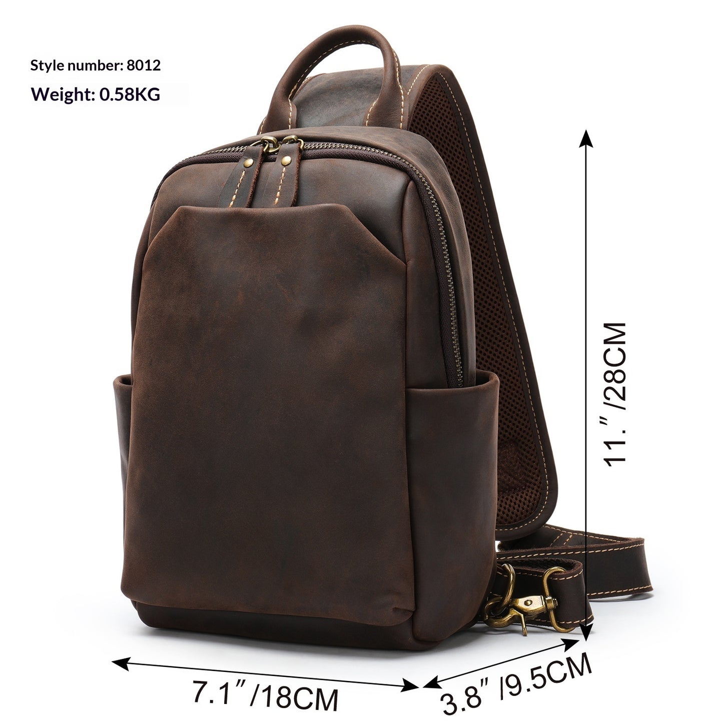 GIOVANNI GENUINE LEATHER Men's Casual Travel Crossbody Chest Bag