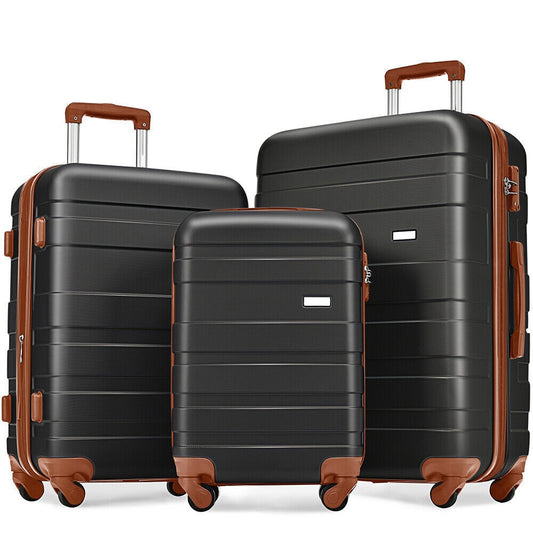 GETAWAY FAMILY Luggage Sets; ABS Hard Shell 3pcs Lightweight Durable Suitcase Sets Spinner Wheels Suitcase With TSA Lock 20 24 28