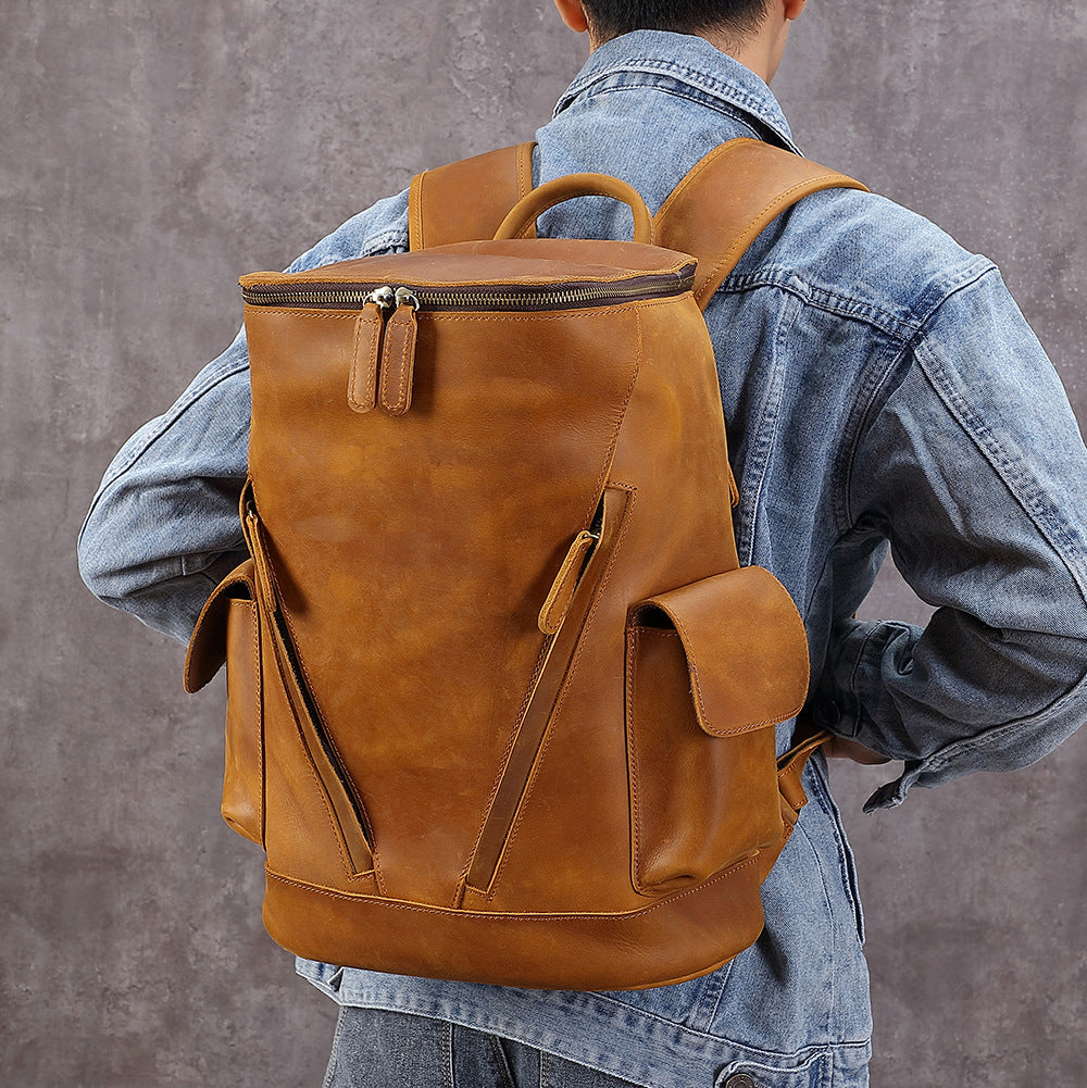 NEW YORK GENUINE LEATHER Men's Leisure Travel Backpack