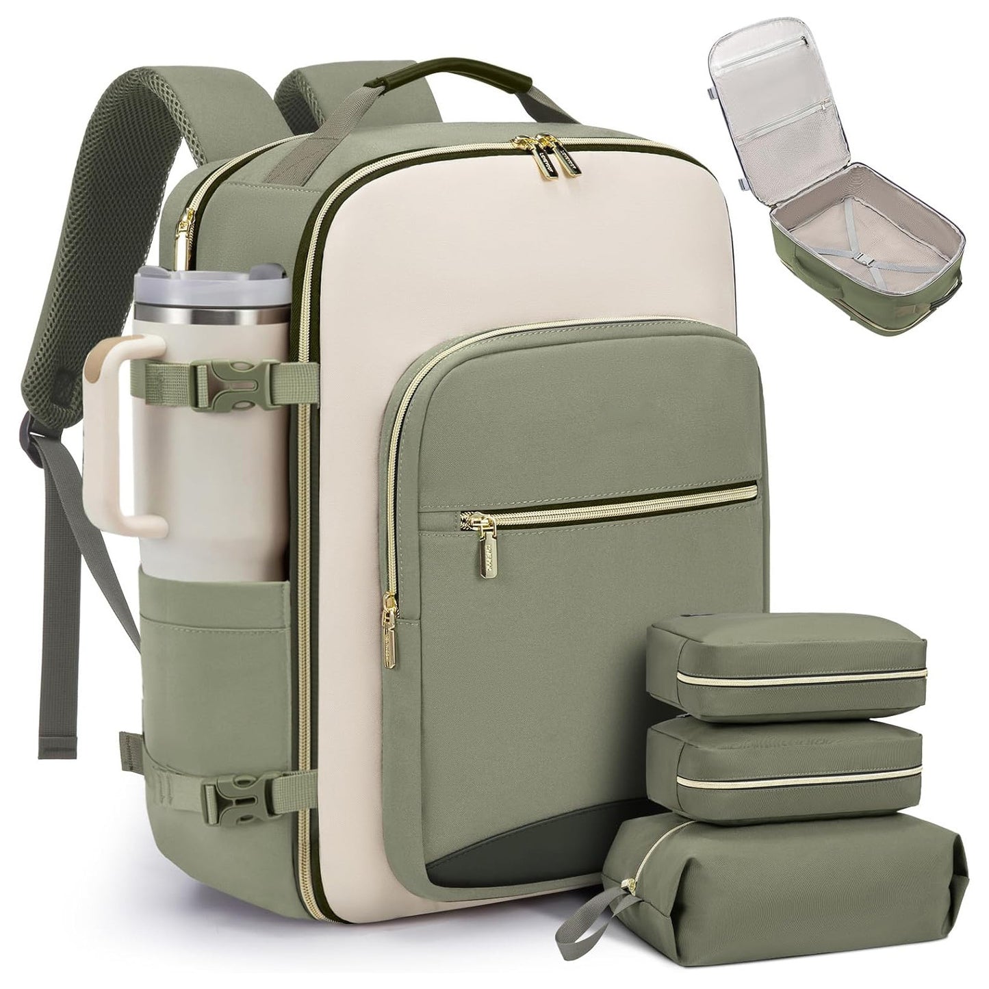 Travel Backpack, Airline Approved Carry-on Luggage with 3 Organizer Pouches, TSA Weekender Essentials