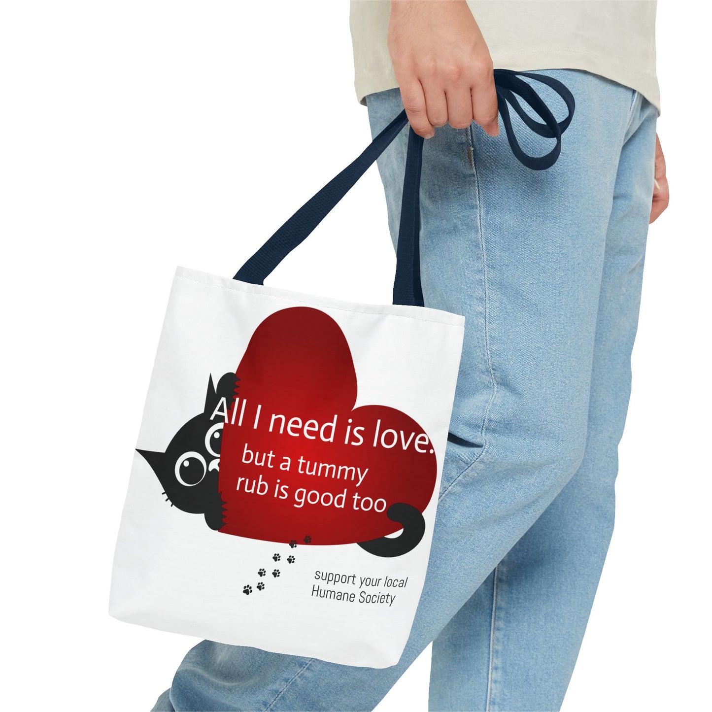 Cat Lover Tote Bag — Heart Design