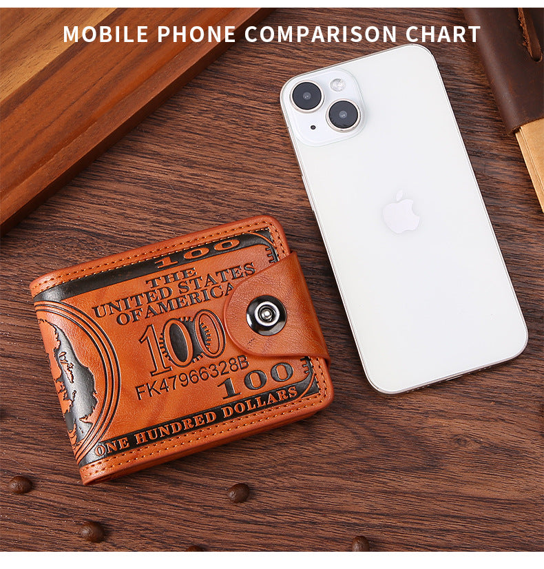 Benjamin BIG Dollar Wallet Men's Two-fold Buckle Multiple Card Slots Wallet