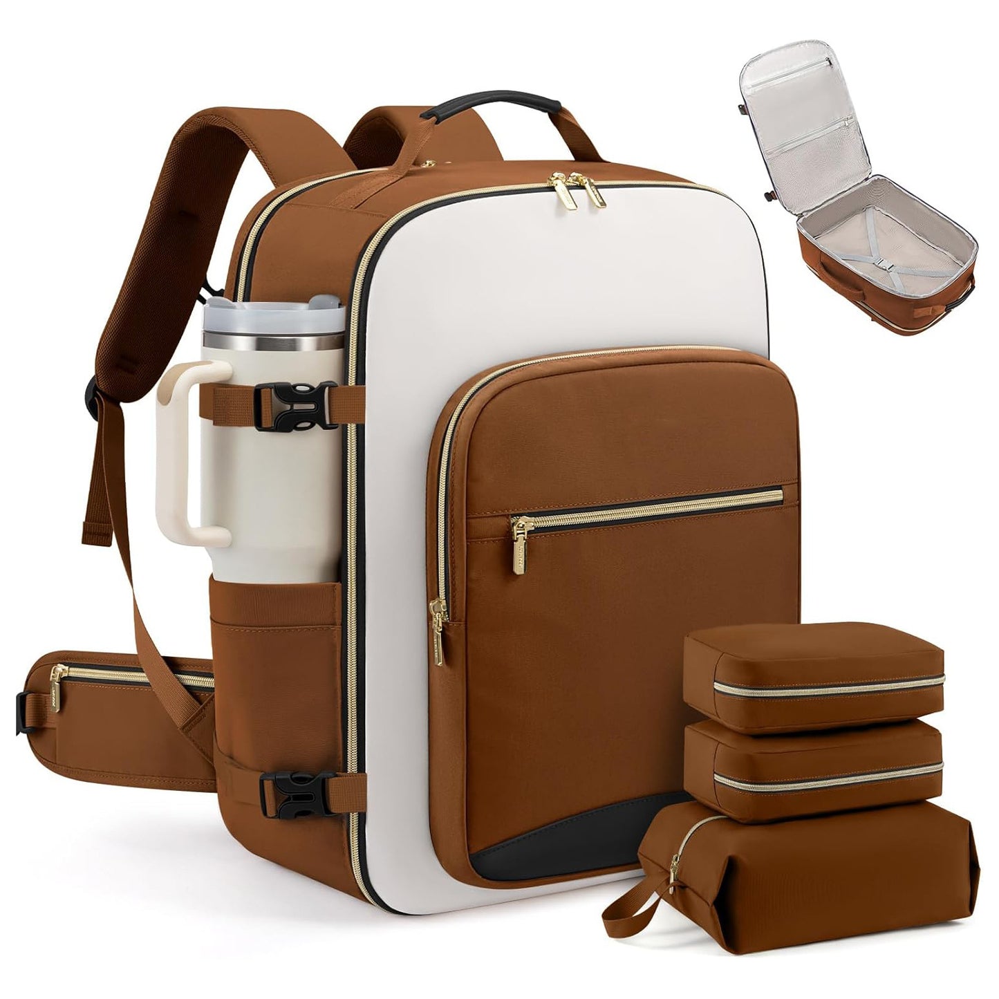 Travel Backpack, Airline Approved Carry-on Luggage with 3 Organizer Pouches, TSA Weekender Essentials