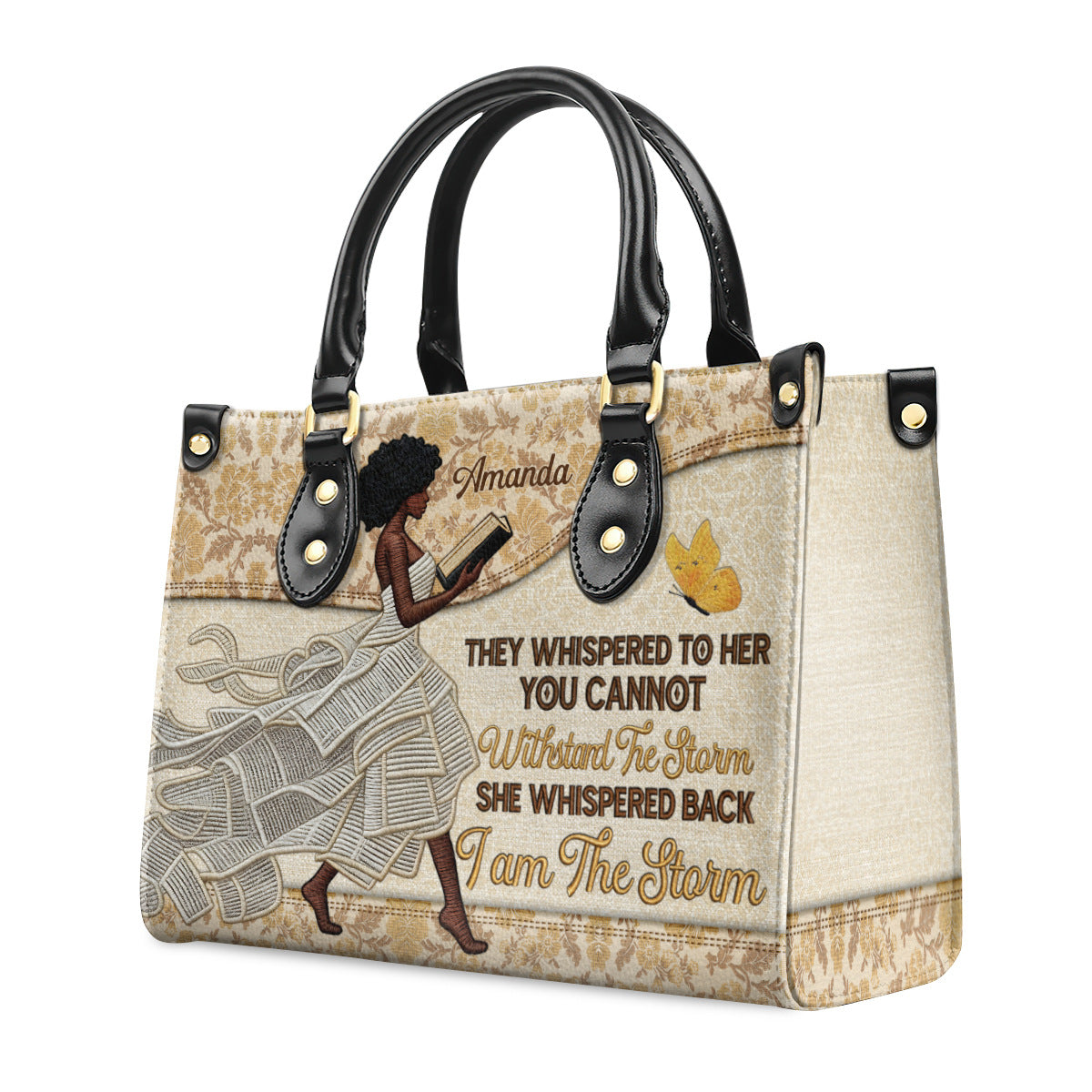 African Girl printed leather single-shoulder bag for commuting and casual use