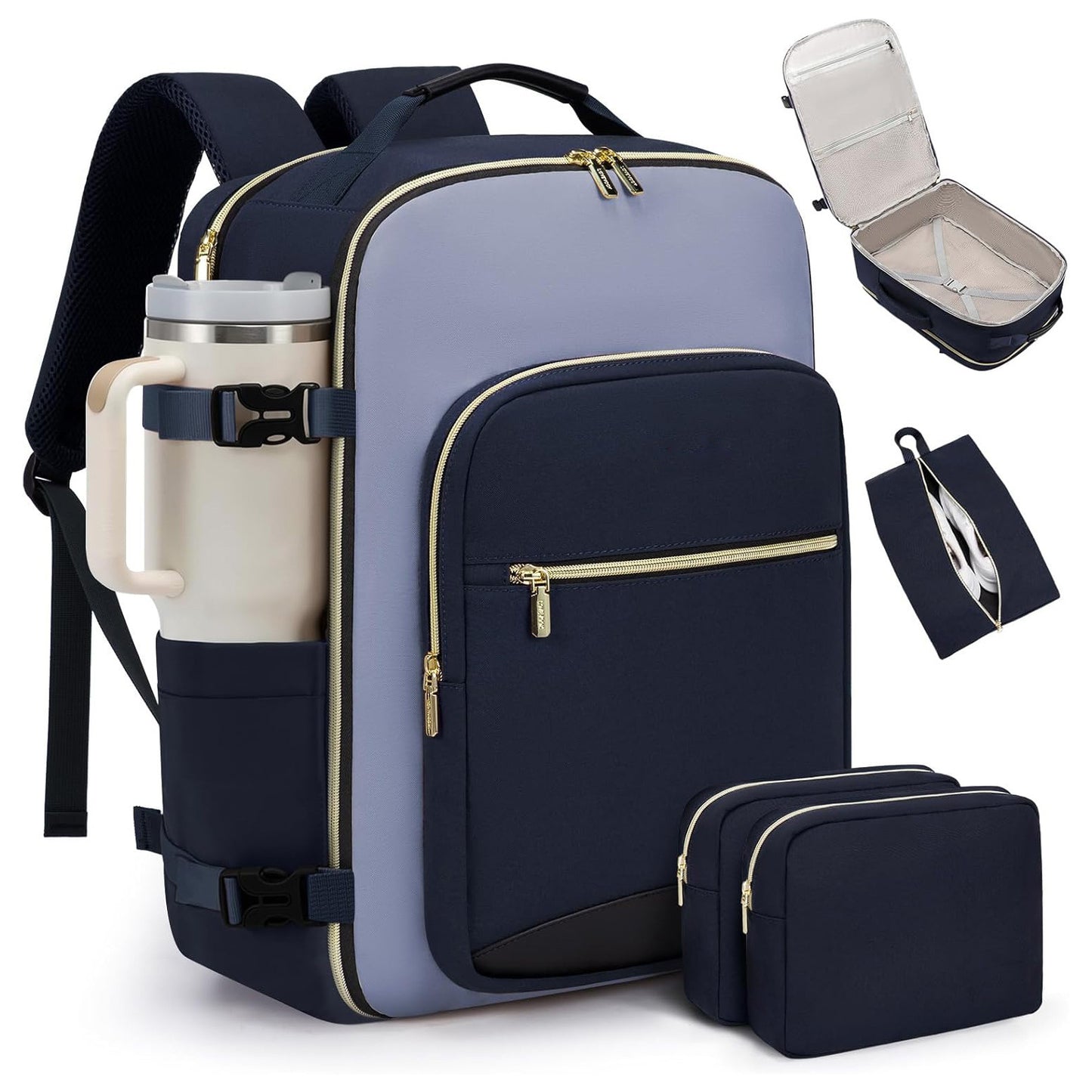 Travel Backpack, Airline Approved Carry-on Luggage with 3 Organizer Pouches, TSA Weekender Essentials