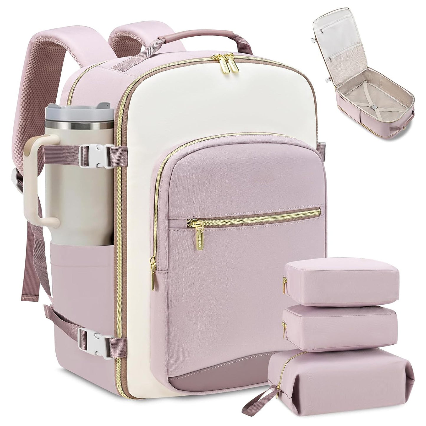 Travel Backpack, Airline Approved Carry-on Luggage with 3 Organizer Pouches, TSA Weekender Essentials