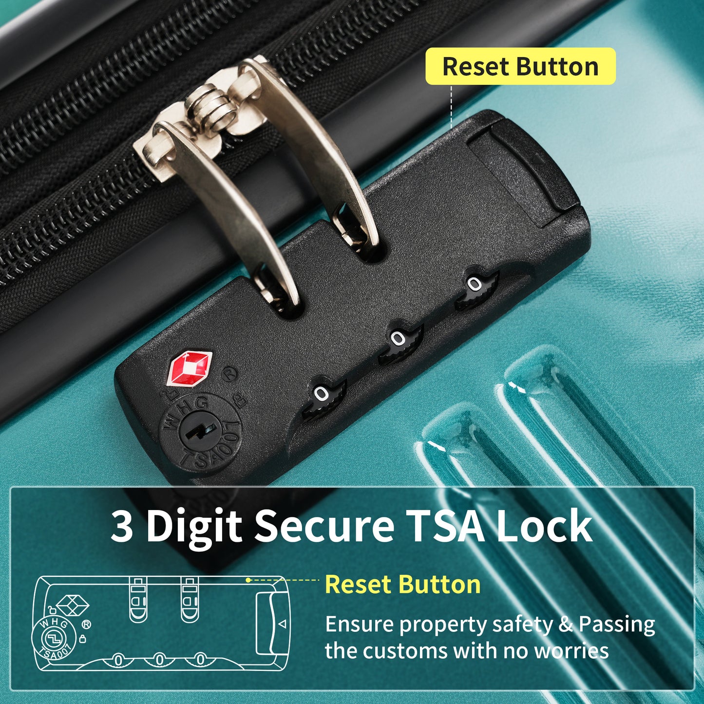 GETAWAY GREEN 3 Piece Gradient Color Expandable Suitcase Set With Spinner Wheels And TSA Lock Lightweight 20" 24"  28"