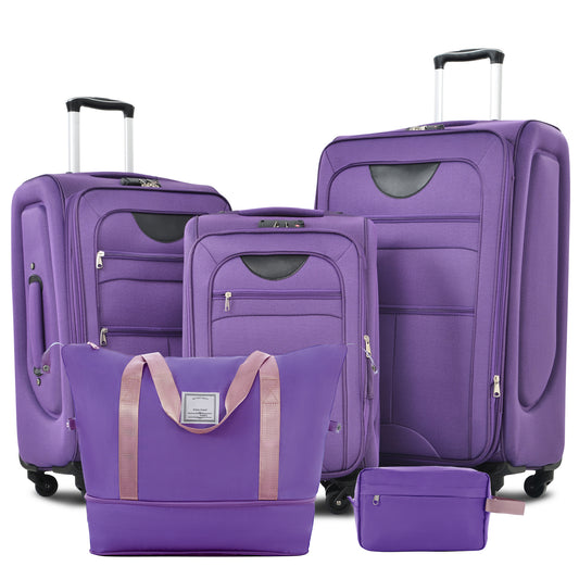 DESTINATION 3+ PURPLE Soft side Luggage Expandable 3 Piece Set Suitcase With Duffel Bag Set-22"-26"-30"