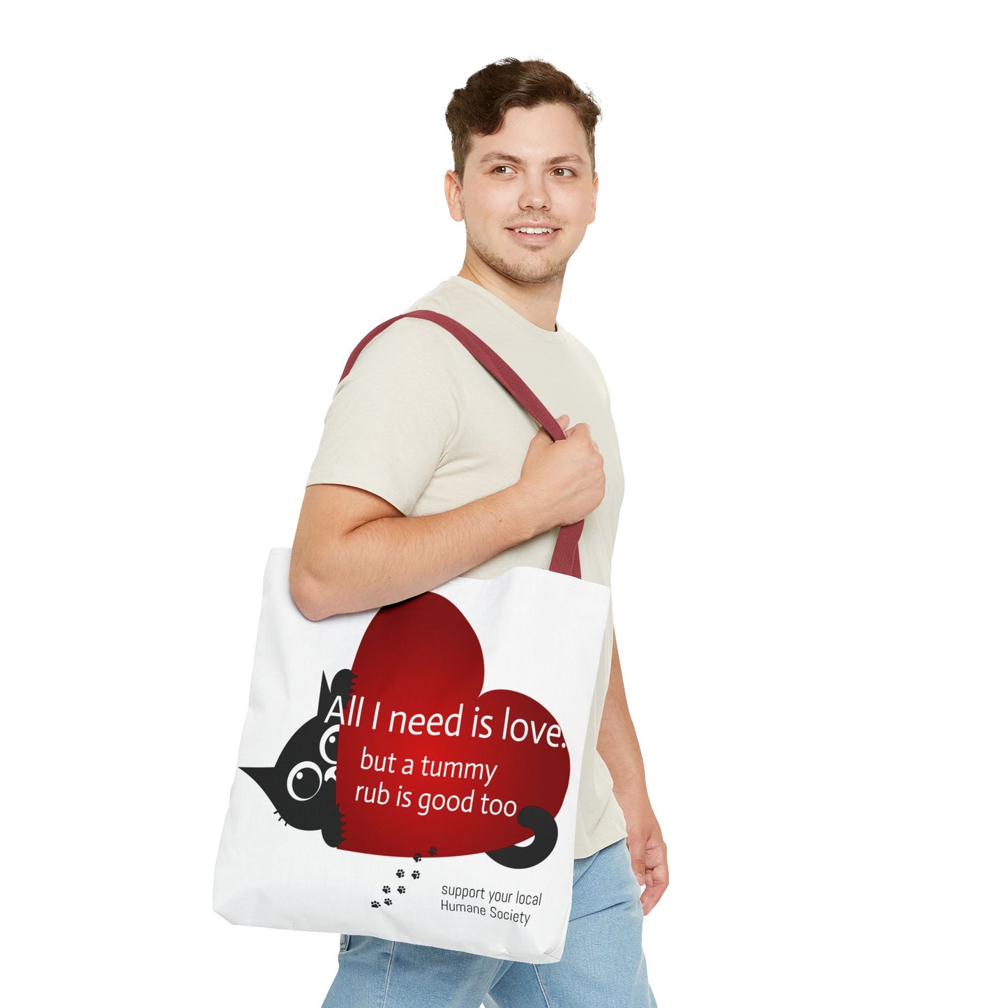 Cat Lover Tote Bag — Heart Design