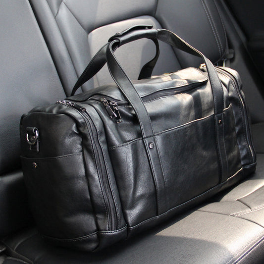 Sporty Men's Leather Duffle Bag