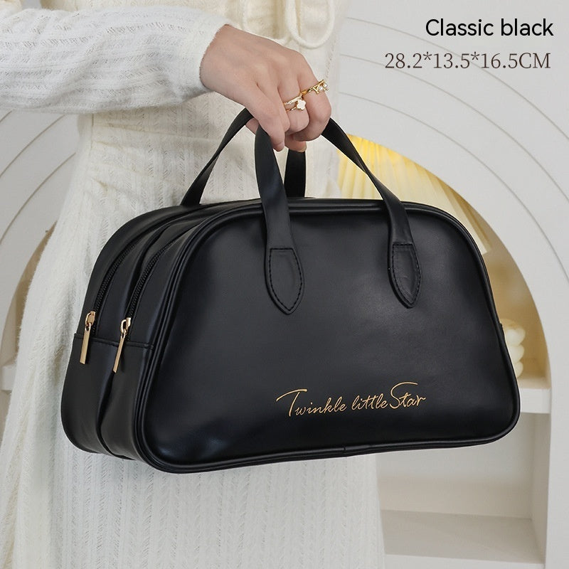 Exceptional Leather Large Capacity Travel Toiletry Bag