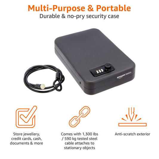 Amazon Basics Portable Security Case Lock Box Safe with Combination