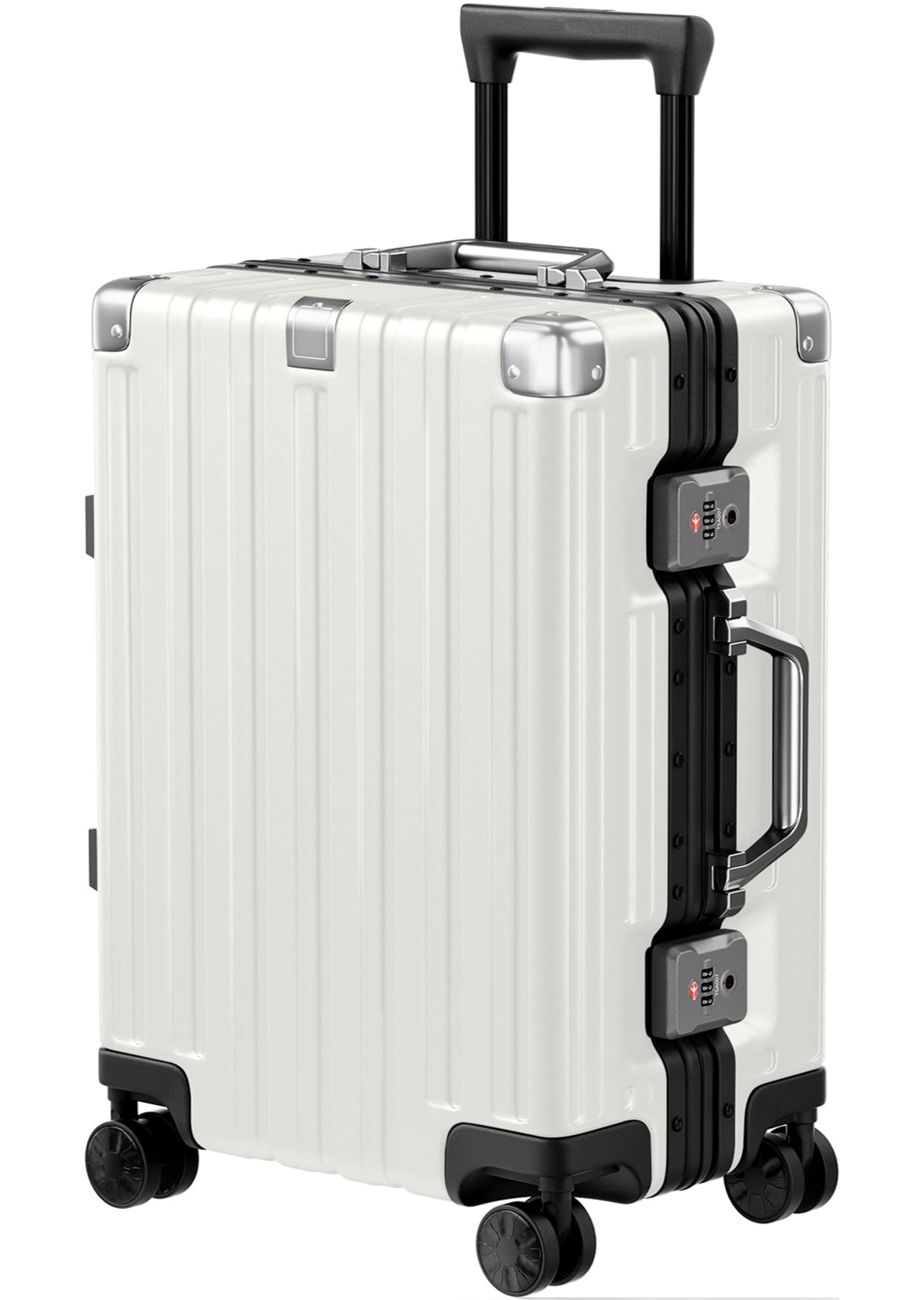 Krute Carry On Luggage Noble TSA Airline Approved Suitcase with Spinner Wheels 20 Inch White