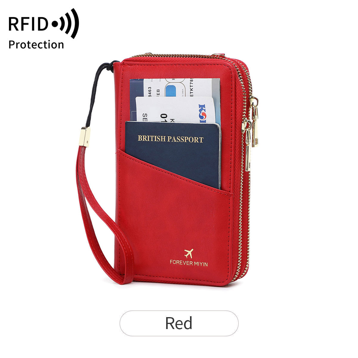 RFID Multi-functional Double Zipper Storage Crossbody Wallet