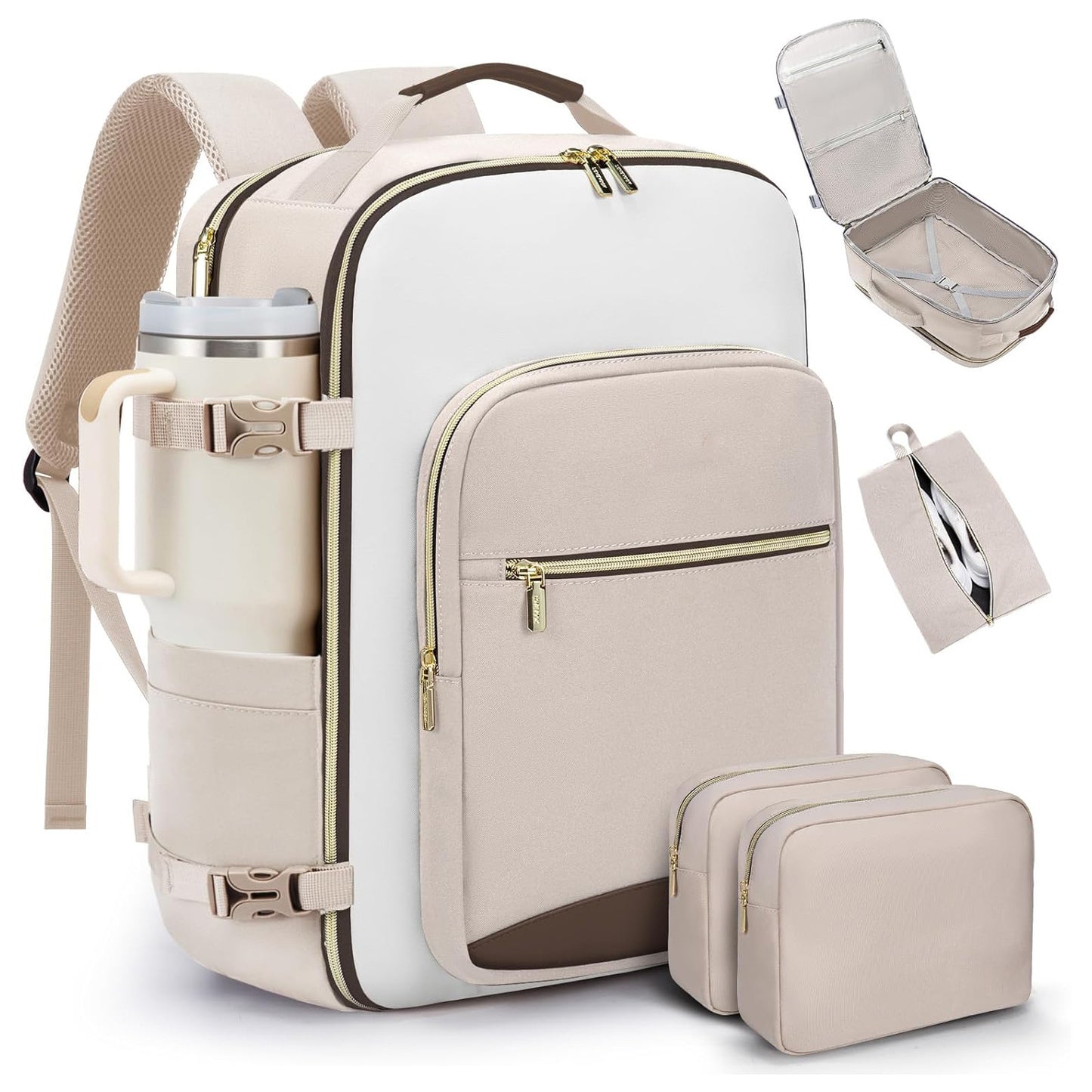 Travel Backpack, Airline Approved Carry-on Luggage with 3 Organizer Pouches, TSA Weekender Essentials
