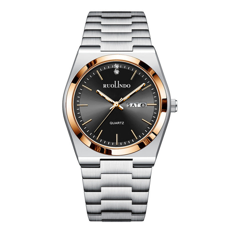 RUOLINDO Ultra-thin Butterfly-clasp Steel-band Quartz Men's Watch