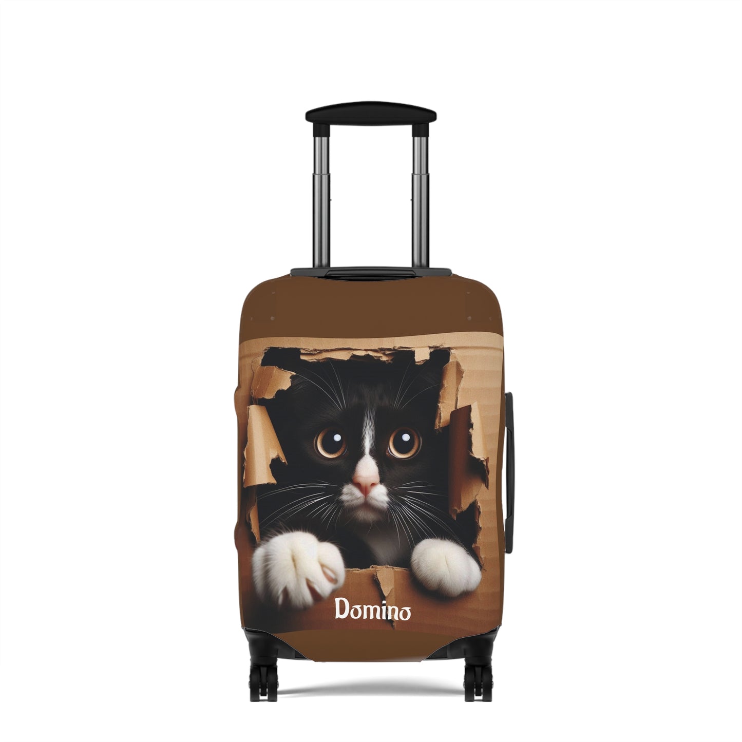 Cat Luggage Cover — Personalized 'Domino' Black Kitten Design