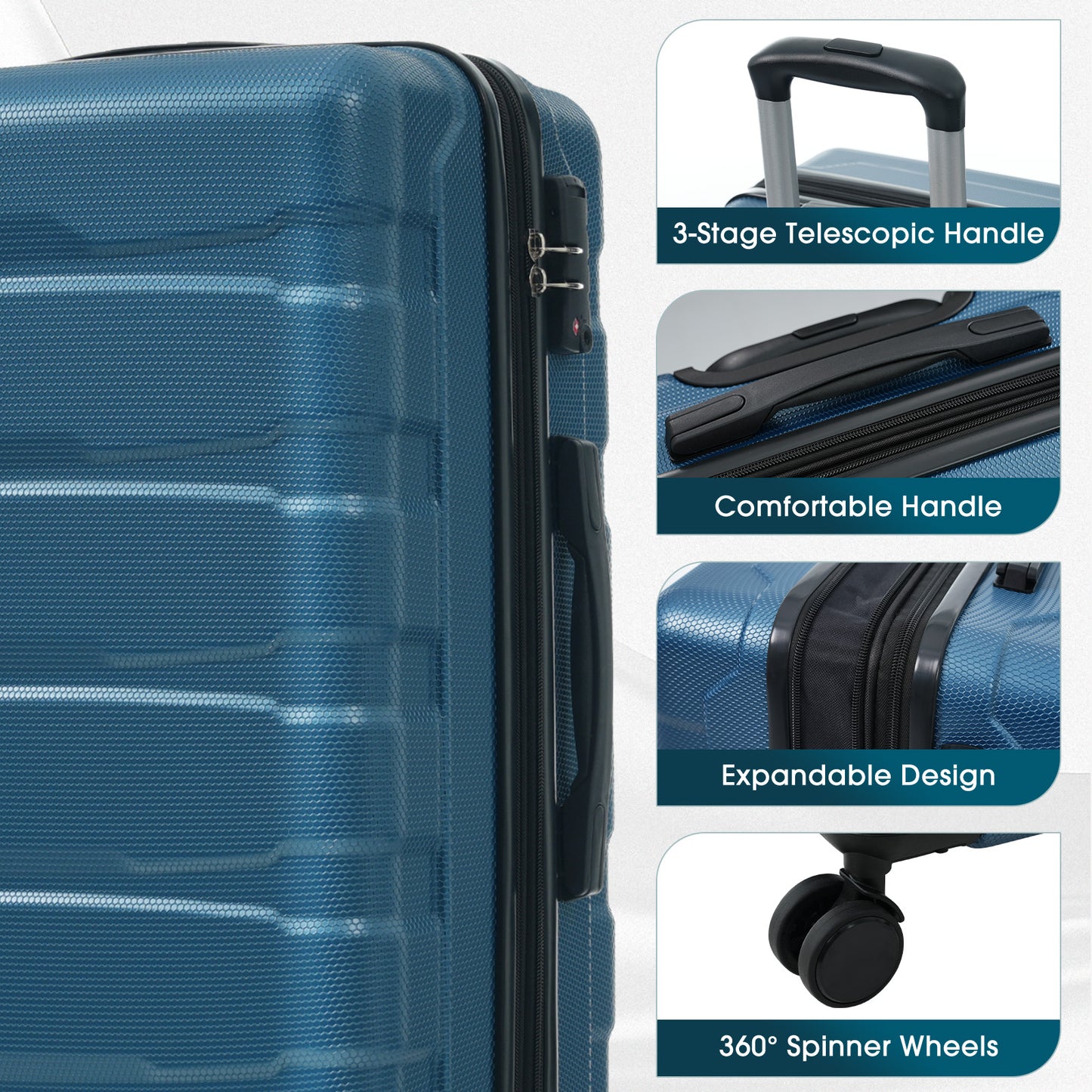 Select Collection 2-Durable Expandable 28 Inch Hard Shell Suitcase With Spinner Wheels, TSA Lock