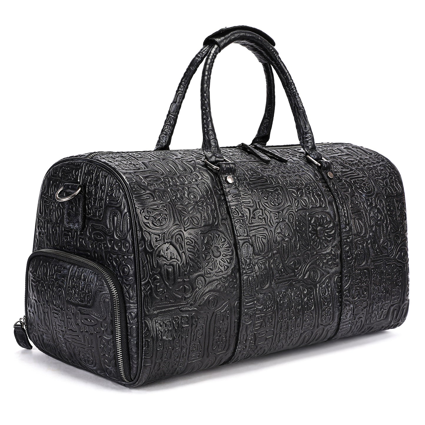Embossed Design Genuine Leather Travel Bag