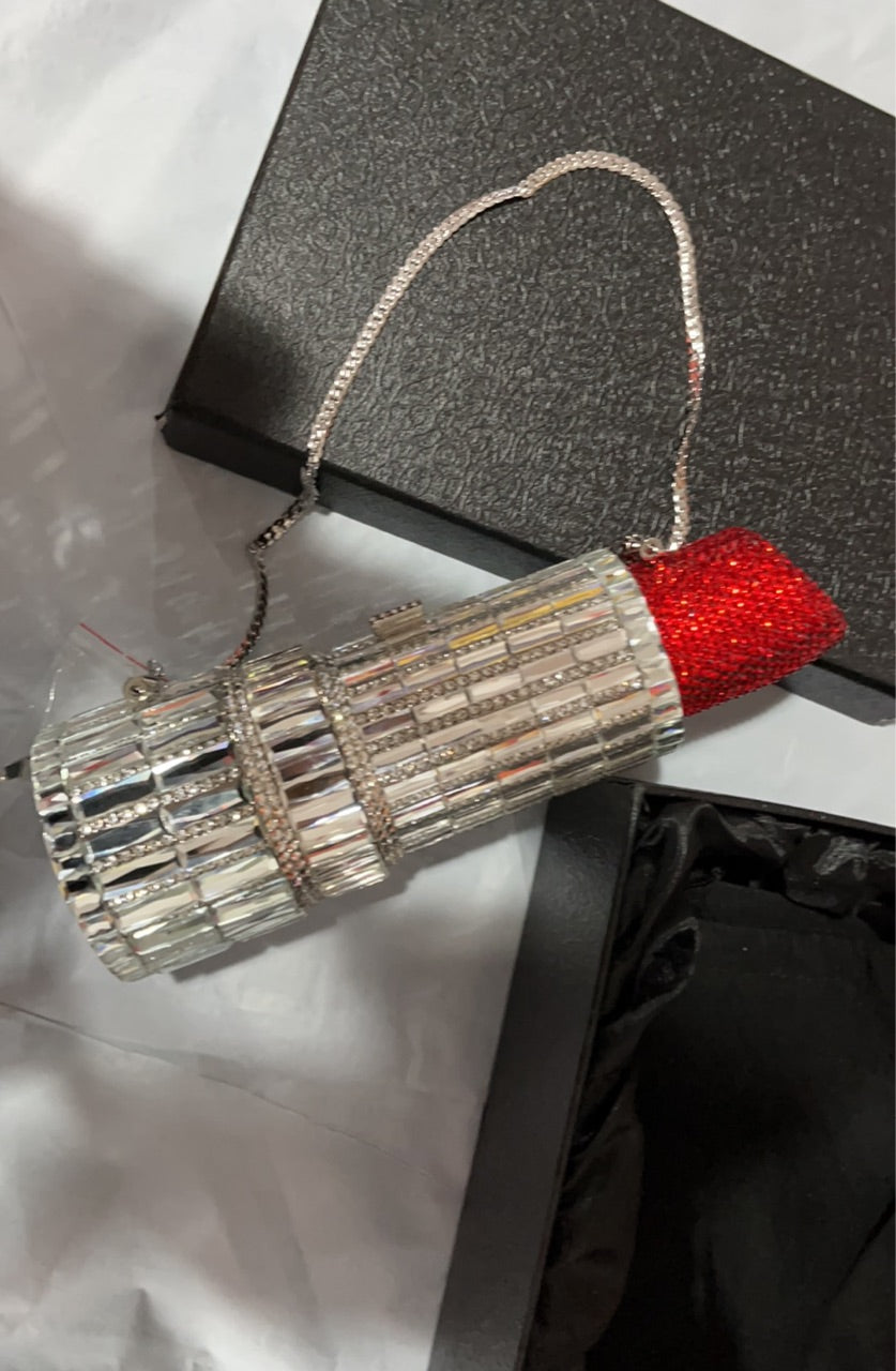 Handmade Rhinestone Lipstick Bag