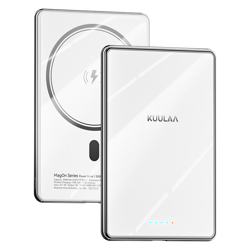 KUULAA Power Bank Ultra Slim 5000mAh Mini Magnetic Wireless Power Bank