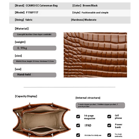 CAT WOMAN Genuine Leather TOTE Handbag