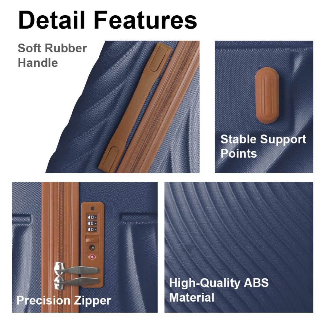 ABS Hard Shell 3pcs Luggage, Durable Set Spinner Wheels and TSA Lock 20''24''28''