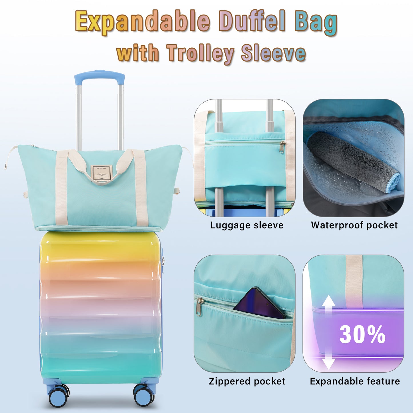 ESCAPE 20" Carry-on Luggage With Cup Holder Hard shell Suitcases With Spinner Wheels, TSA Lock, Airline Approved, 2 Piece Set