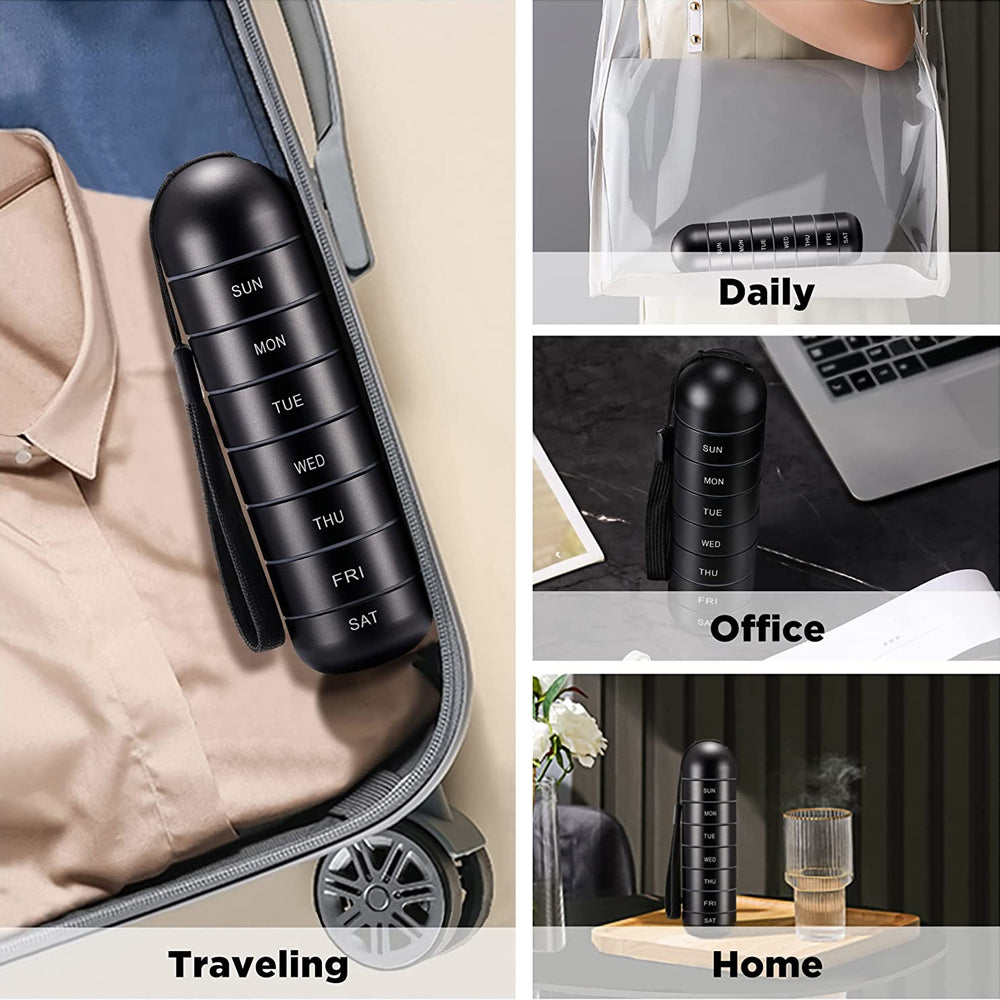 Metal Pill Weekly Waterproof Travel Pill Box