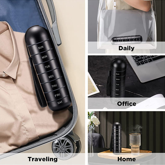 Metal Pill Weekly Waterproof Travel Pill Box