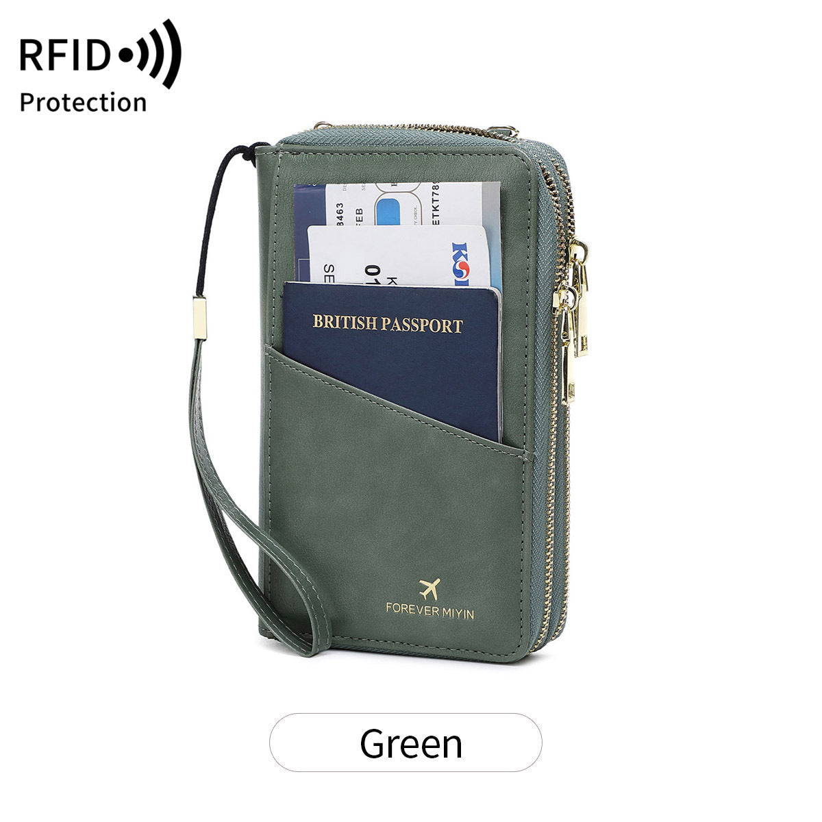 RFID Multi-functional Double Zipper Storage Crossbody Wallet