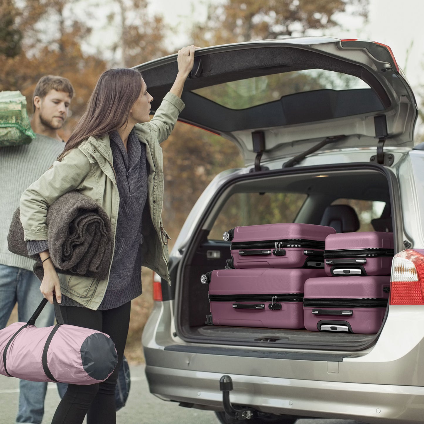 Vertical Striped Four In One Suitcase Set