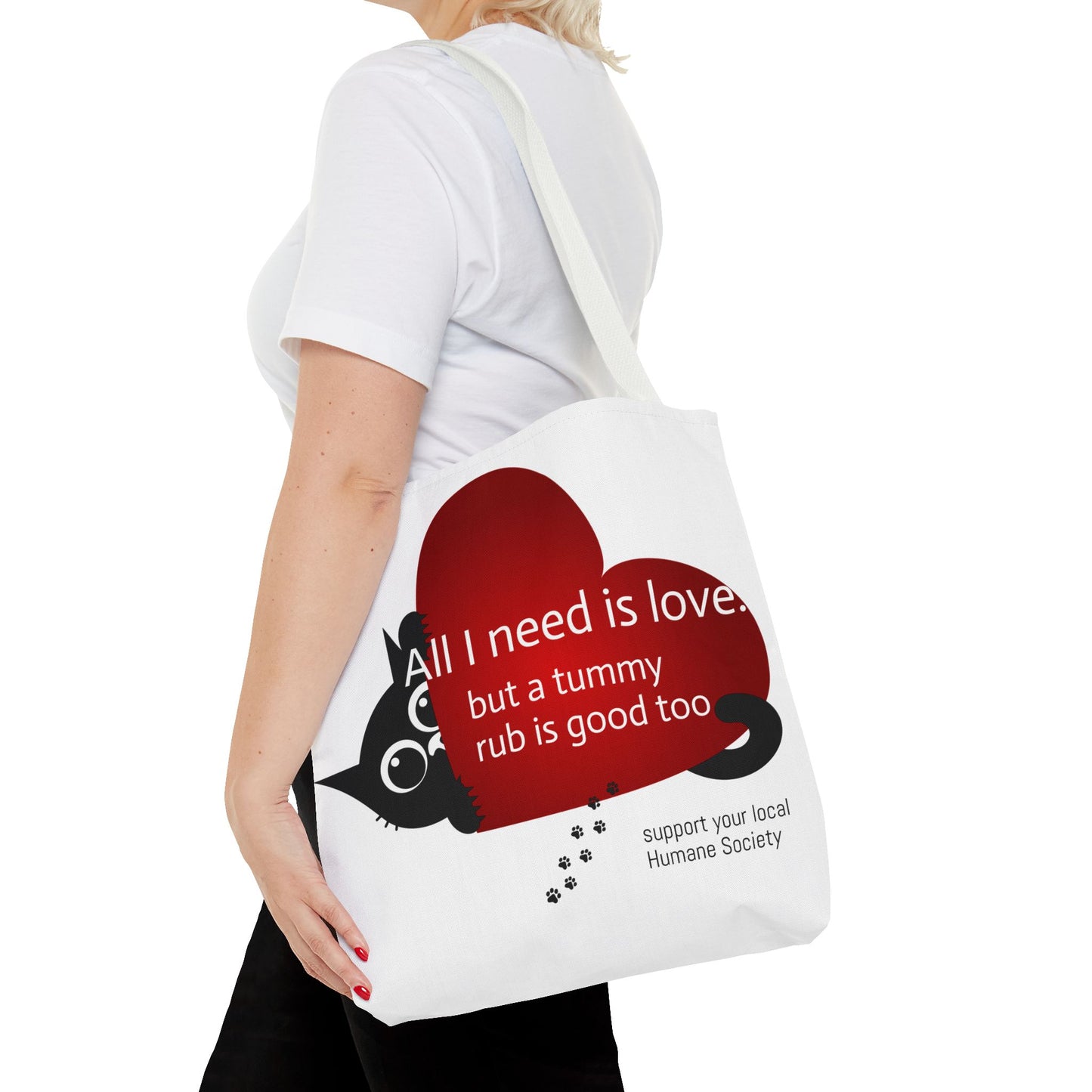 Cat Lover Tote Bag — Heart Design