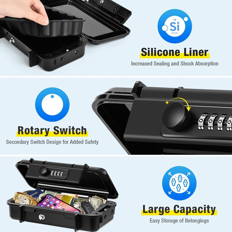 Portable Safe Box Combination Security Case Travel With Code Waterproof Lockbox